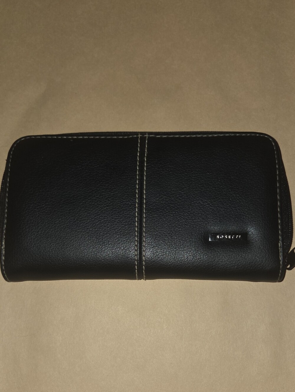 Rosetti Black Zip-Around Wallet with Contrast Stitching